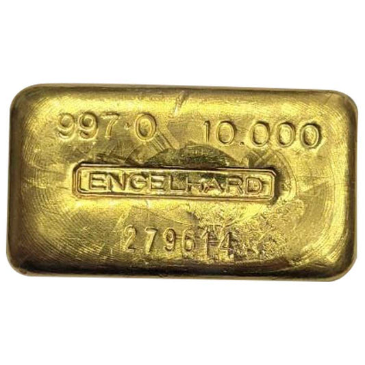 10 oz Gold Engelhard Poured Bar - .997 Au