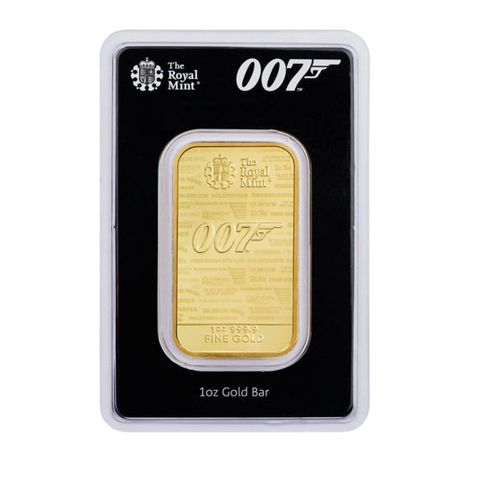 1 oz Gold James Bond 007 Bar - Royal Mint .9999 Au
