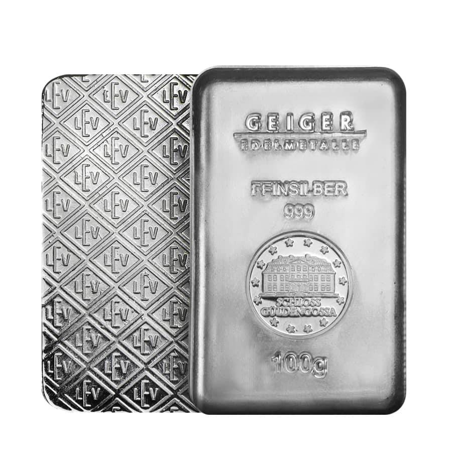 100 Gram Silver Bar - Geiger Edelmetalle - .999 Ag