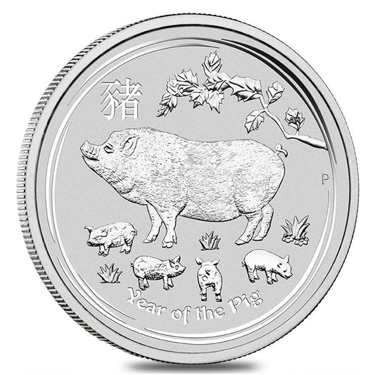 1 oz Silver Coin - 2019 Year of The Pig - Perth Mint .9999